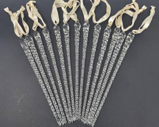 13 Blown Glass Twist Icicle Ornaments (8.25")