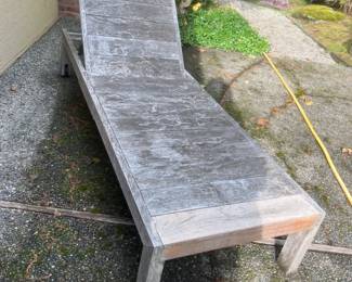 Teak Patio Lounger w/ Attached Side Table - 80” x 28” - Adjustable #2