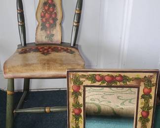 Tole Painted Strawberry Chair Mirror 