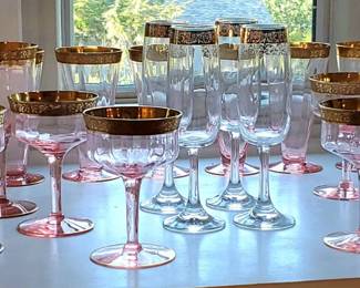 012 Tiffin Rose GoldRimmed Glassware 