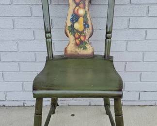 001 Fruit Motif Tole Painted Chair