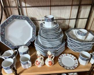 SET OF MIKASA ,WITH SERVING PIECES AND EXTRA PIECES