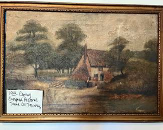 19th century European pastoral scene oil painting 