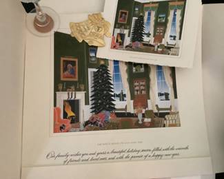 Thomas McKnight White House Christmas litho print. Clinton, 1996
