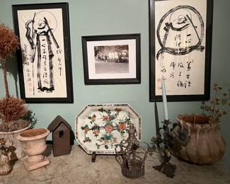 Asian signed wall hanging .. w a country look