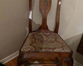 18th century side chair walnut w inlaid