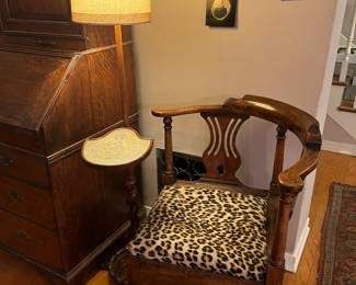 turn of the century mahogany corner chair w pole lamp 18th century