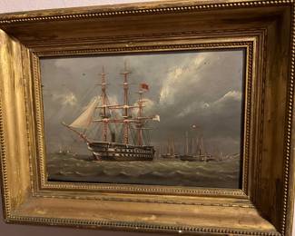 oil on board 18th century painting