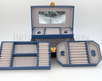 (3 PC) MORELLE & CO. JEWELRY STORAGE SET LEATHER (1) LIDDED...