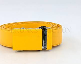 FALARI RATCHET MENS DRESS BELT, YELLOW 51" ADJUSTABLE - LEATH...