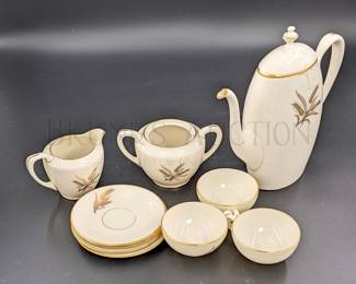 (9) LENOX TEA SET, "HARVEST WHEAT" GOLD RIMMED/WHEAT LE...