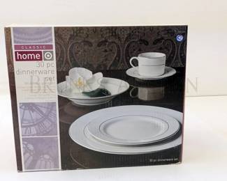 CLASSIC HOME 30PC DINNERWARE SET-WHITE NEW IN BOX - NIB MCA...