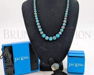 JAY KING NECKLACE & RING (1) JAY KING TURQUOISE BALL & BEAD NE...