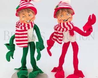 (X2) ANNALEE MOBILITEE MERRY MINT ELVES, RED/GREEN USA 2014...