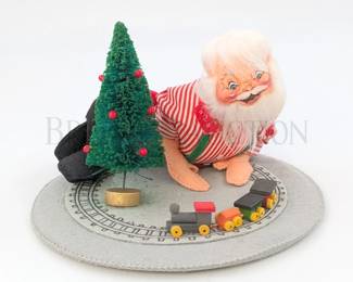 VINTAGE ANNALEE MOBILITEE SANTA, TRAIN USA HAND PAINTED...