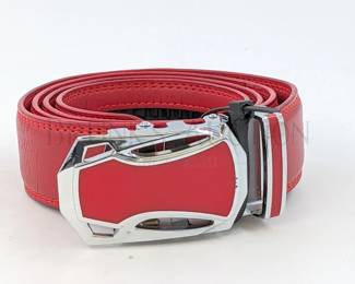 FALARI RATCHET MENS DRESS BELT, RED 51" ADJUSTABLE - LEATHER R...