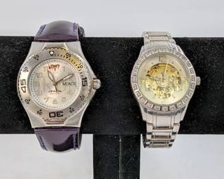 (2) WATCHES (1) DMQ CZ STAINLESS STEEL BACK. 100FT WATER RESIST...