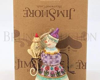 JIM SHORE SNOWMAN W/ CAT ORNAMENT "SNOWMAN WITH CAT"...