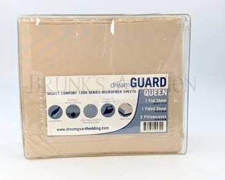 (4PC) DREAM GUARD KING/QUEEN SHEET SET, TAN (1) FLAT SHEET (1) FITTED & PILLOW CASES