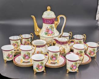 1960'S IMPERIAL DEMITASSE TEA SET, 25PCS FINE PORCELAIN 11 C...