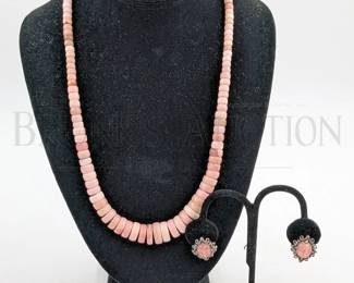 (3 PC.) STERLING & STONE NECKLACE & EARRINGS (1 PR.) CAROLYN POL...