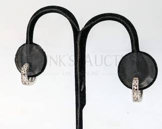 5.25 GRAMS TW 14K WHITE GOLD EARRINGS W/ CLEAR STONES PIER...