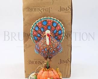 JIM SHORE TURKEY ON A PUMPKIN "TOM A PLENTY" 2007 8.25" (IN OR...