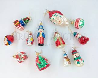 (3) VINTAGE CHRISTMAS ORNAMENTS 4" HAND BLOWN GLA...