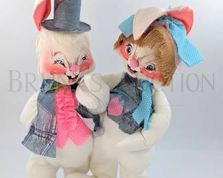 (X2) LARGE VINTAGE ANNALEE MOBILITEE BUNNY, JEAN USA 1971...