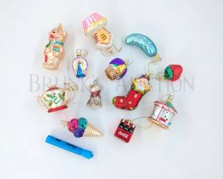 (3) VINTAGE CHRISTMAS ORNAMENTS 4" HAND BLOWN GLA...