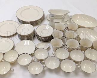 (63) SILVER RIMMED LENOX DISHES MIXED SETS OF: OLYMPIA - MONT...