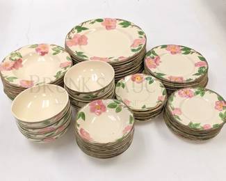 (56) FRANCISCAN DINNERWARE SET, "DESERT ROSE" MADE IN ENGLAND...