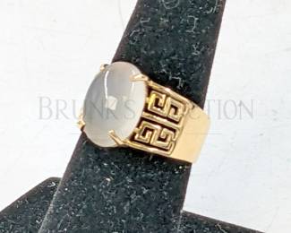 6.4 GRAMS TW 14K GOLD RING W/ WHITE STONE SIZE 8.5