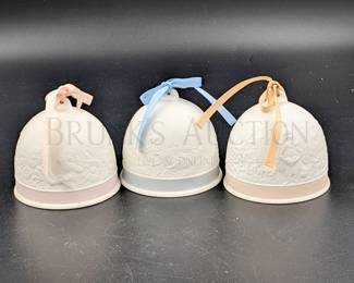 (3) LLADRO BELLS HANDMADE IN SPAIN W/ ORIGINAL BOXES WINTE...