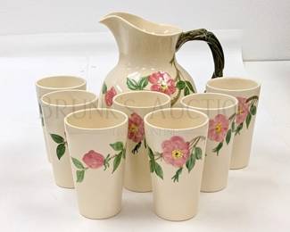 (8) FRANCISCAN JUICE SET, "DESERT ROSE" MADE IN USA, CALIFORNIA P...