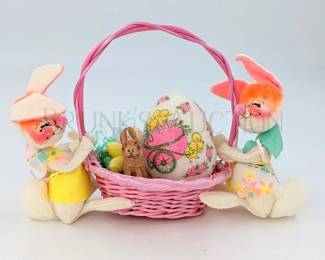 VINTAGE ANNALEE MOBILITEE EASTER BUNNIES USA 1971 7.5"