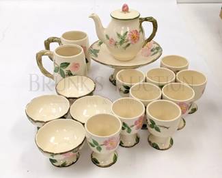 (17) FRANCISCAN MIXED DISH SET, "DESERT ROSE" MADE IN USA CAKE...