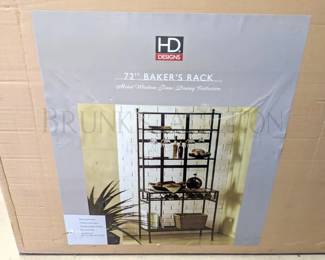 *NEW* - HD DESIGNS 72" BAKERS RACK W/ WINE BOTTLE & WINE GL...
