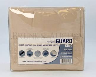 (4PC) DREAM GUARD KING/QUEEN SHEET SET, TAN (1) FLAT SHEET (1) FITTED & PILLOW CASES