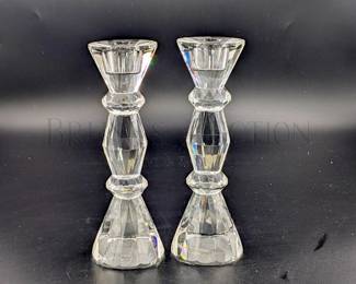 SHANNON CRYSTAL CANDLESTICK HOLDERS, PAIR 8"