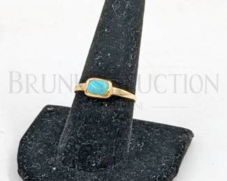 1.95 GRAMS TW 14K GOLD RING W/ TEAL STONE SIZE 9