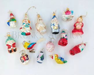 (3) VINTAGE CHRISTMAS ORNAMENTS 4" HAND BLOWN GLA...