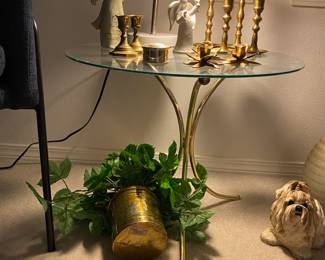 Brass Tripod Table with Round Glass Top