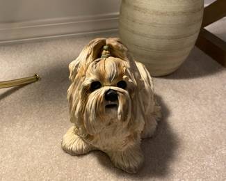 Brown/White Ceramic Shih Tzu Dog 
