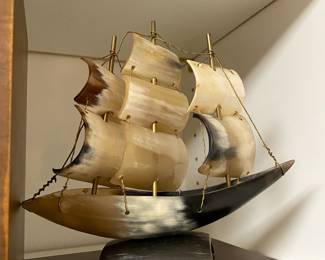 Two Bull Horn Sailing Ships
