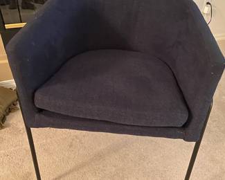 Modern Style Barrel Chair with Gray Upholstery