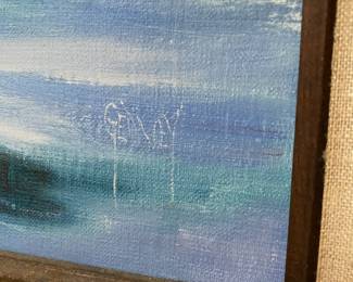 Framed Seagull Oil Painting