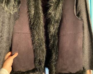Venesha Black Angora Vest - Size Small