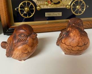 Pair of Wood Carved Bird Figurines
