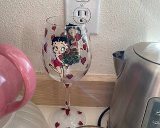 Betty Boop Themed Wine Glass
